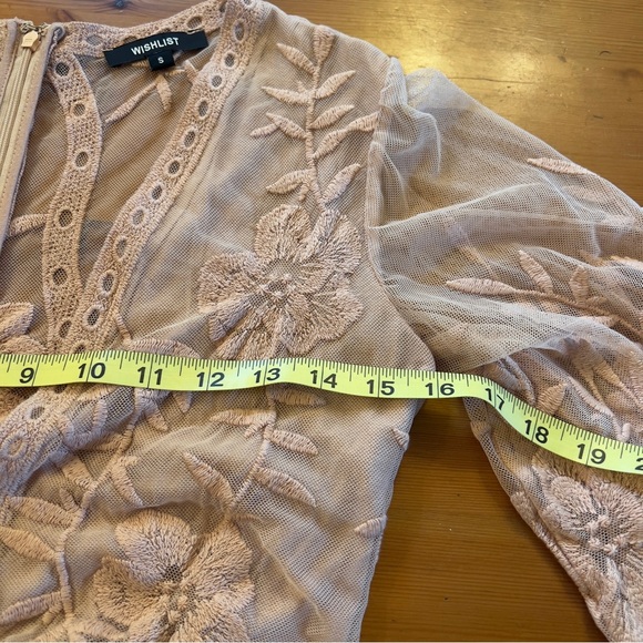 WISHLIST Lace Pink Plunge Neck Maxi Dress Lined Side Slits Size Small - Picture 12 of 13